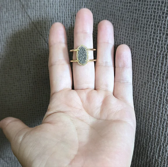 ✨️HP✨️ Kendra Scott "Elyse" Double✌️ Band Platinum Drusy Ring💍 - Picture 10 of 16